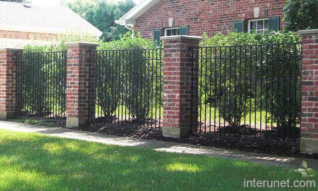 Brick and Metal Interchange Garden Fence