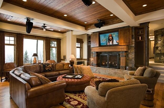 A Chic Living Room with Wooden Finish