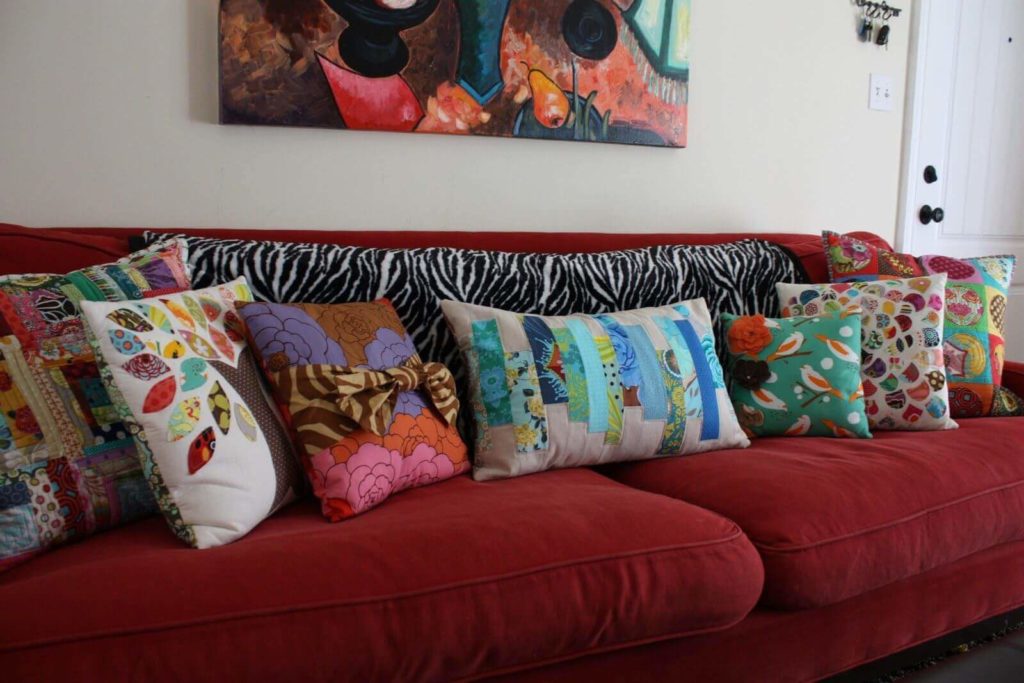 Decorative Cushions with Red Sofa