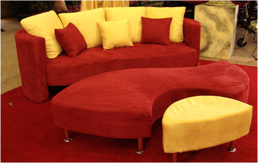 Golden Cushions with Red Sofa