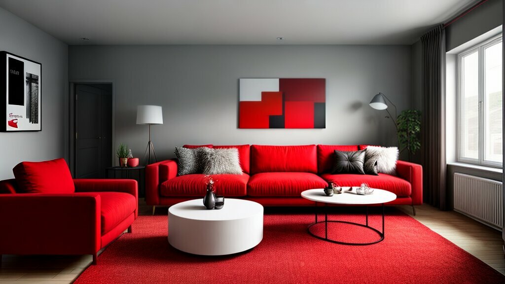 Lamps with Red Sofa