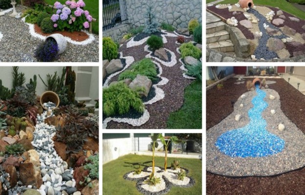 Artistic Designs in Front Yard with Stones