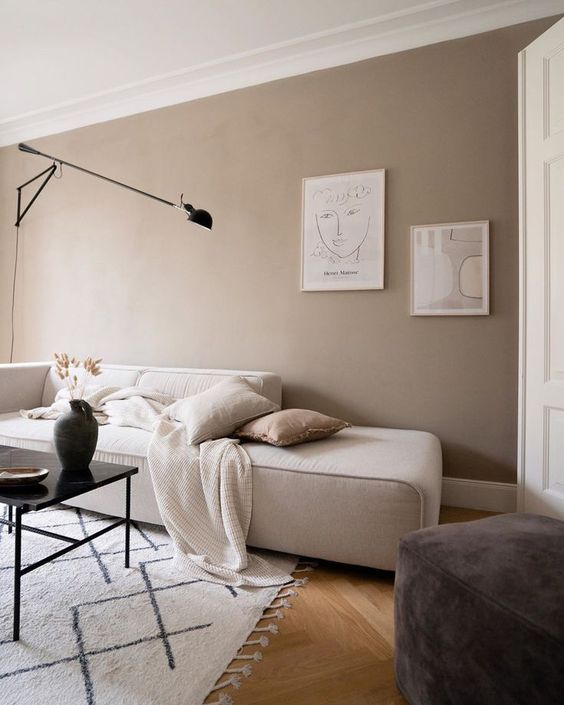 living room with light brown walls