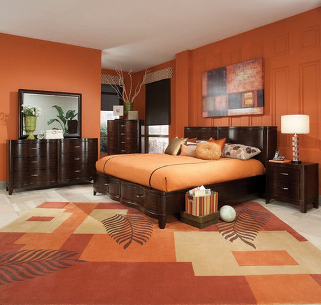 Orange colour bedroom ideas