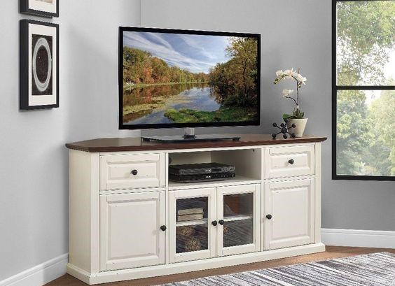Simple White Corner Tv Cabinet