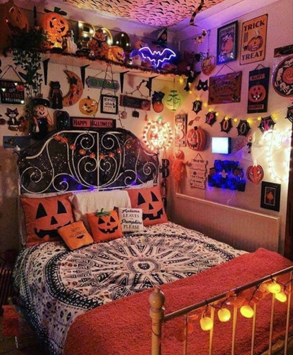 Black and deals orange bedroom