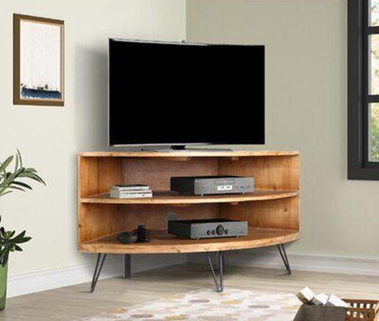 15 Creative Diy Corner Tv Stand Designs, Wooden Corner Tv Stand With Mount