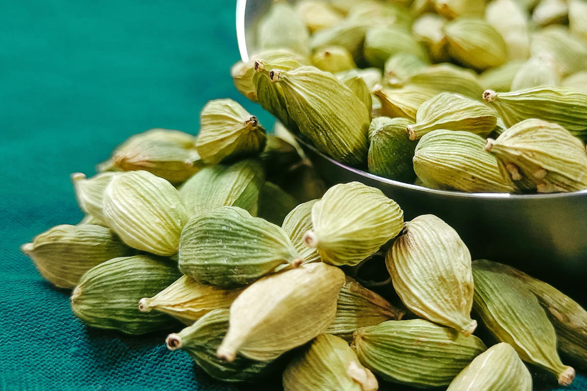 Cardamom seeds in a bowl