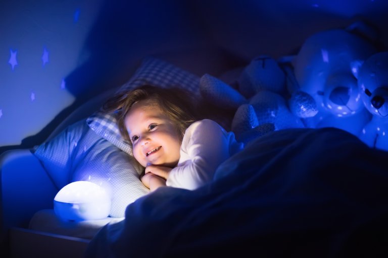 A soothing blue hue promotes better sleep