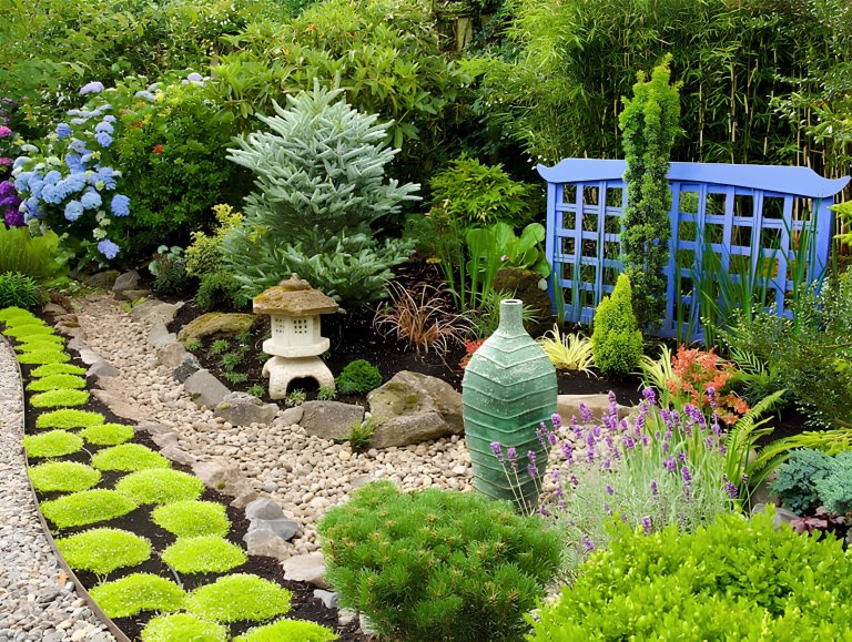 asian style rock garden rock garden with blue screen garden design