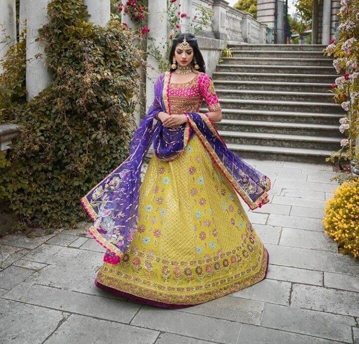 Purple and Yellow Bridal Outfits