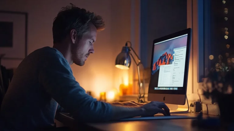 A man working on his desktop